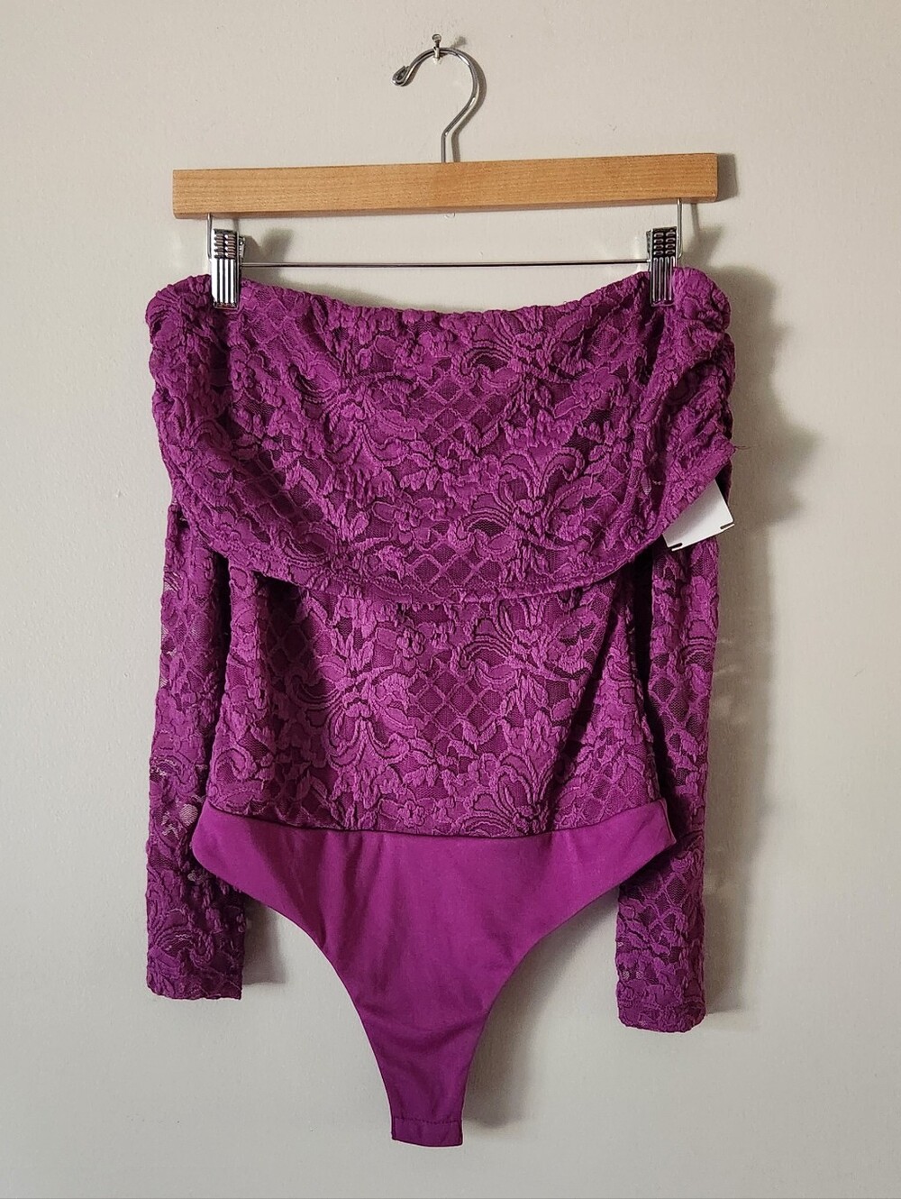 AFRM Magenta Lace Off-Shoulder Bodysuit Sz XS
